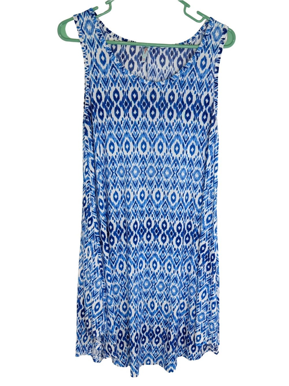 3/$20 Isla Bonita Blue Ikat Print Sleeveless Swing Dress Swim Coverup Dress